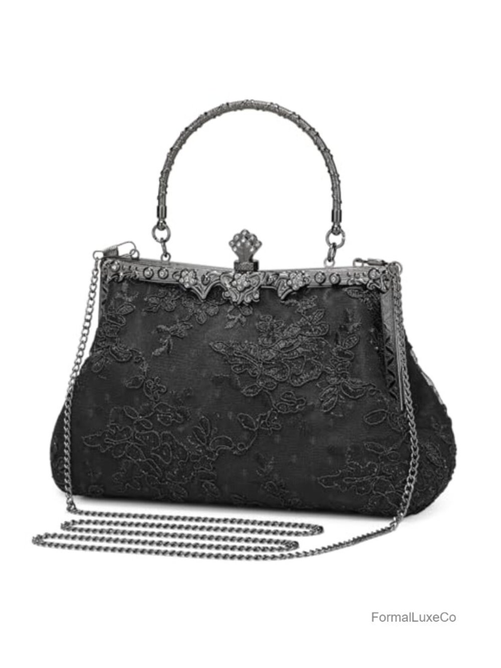 1920s Vintage Embroidery Lace Floral Clutch Evening Bag Wedding Handbag